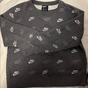 Nike Boys’ Dark Gray Patterned Crewneck Sweater
